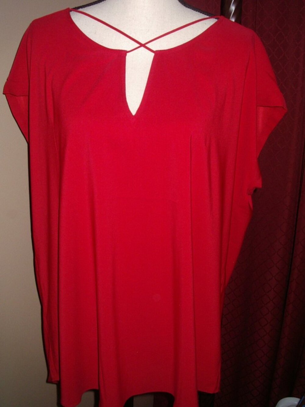 NWT $37 EXPRESS RED CRISCROSS NECK STRETCH TOP BLOUSE SZ XL EXTRA LARGE